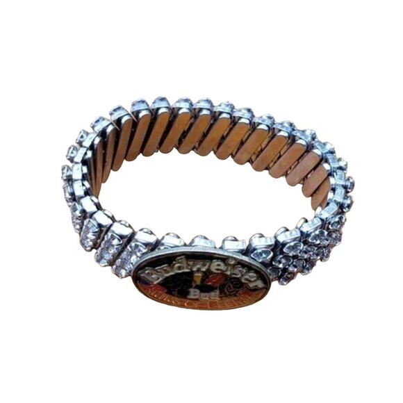 Vintage Budweiser Rhinestone Stretch Bracelet | King of Beers Artisan - Picture 4 of 6